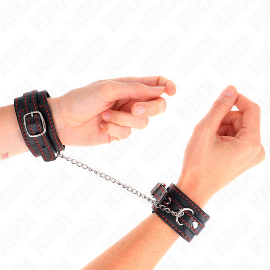 KINK - SMALL WRIST RESTRAINTS BLACK WITH RED LINING ADJUSTABLE 14-24 CM X 3.5 CM - 1