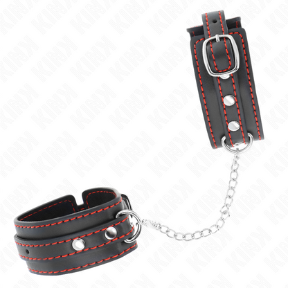 KINK - SMALL WRIST RESTRAINTS BLACK WITH RED LINING ADJUSTABLE 14-24 CM X 3.5 CM - 2