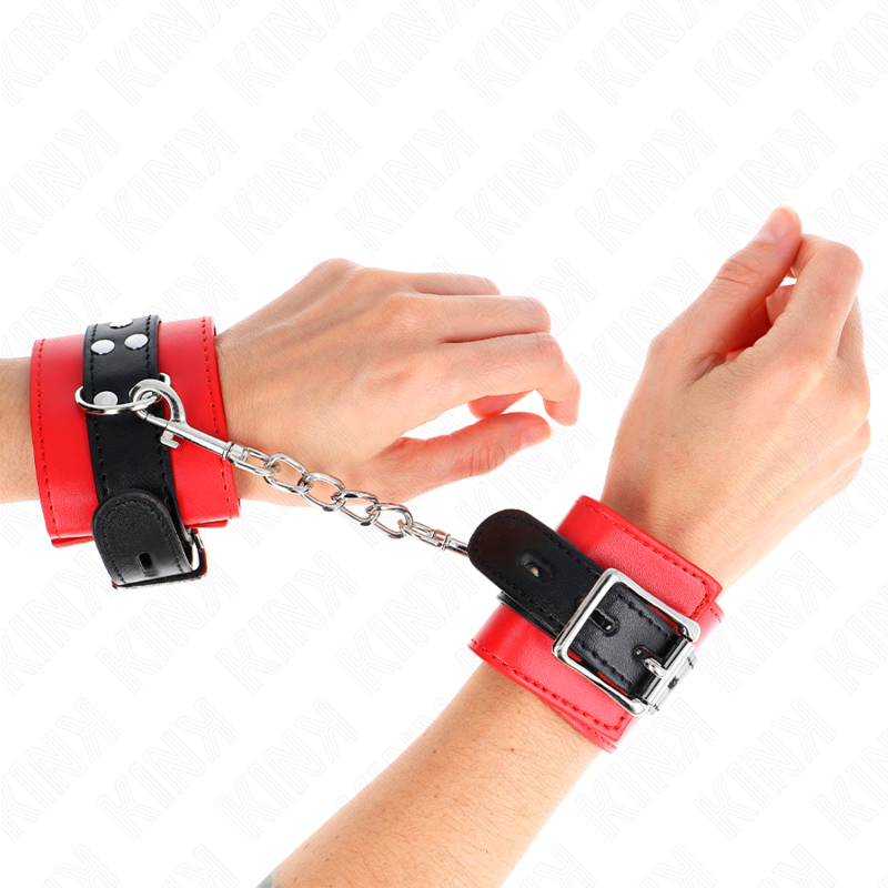 KINK - WRIST RESTRAINTS RED WITH BLACK BELT ADJUSTABLE 17-28 CM X 6 CM - 4