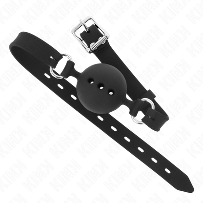 KINK - BÂILLON ENTIÈREMENT EN SILICONE 55 x 2 CM AVEC BOULE DE 4,5 CM TAILLE M NOIR RÉGLABLE 35-51 CM