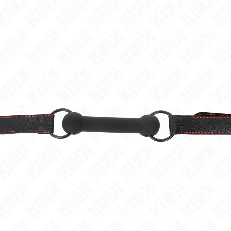 KINK - BONE GAG WITH LEATHERETTE STRAP BLACK ADJUSTABLE 41-57 CM - 1