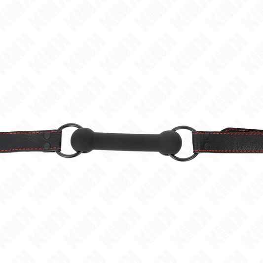 KINK - BONE GAG WITH LEATHERETTE STRAP BLACK ADJUSTABLE 41-57 CM - 1
