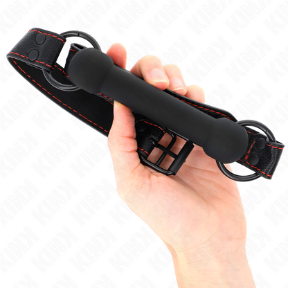 KINK - BONE GAG WITH ADJUSTABLE BLACK FAUX LEATHER STRAP 41-57 CM