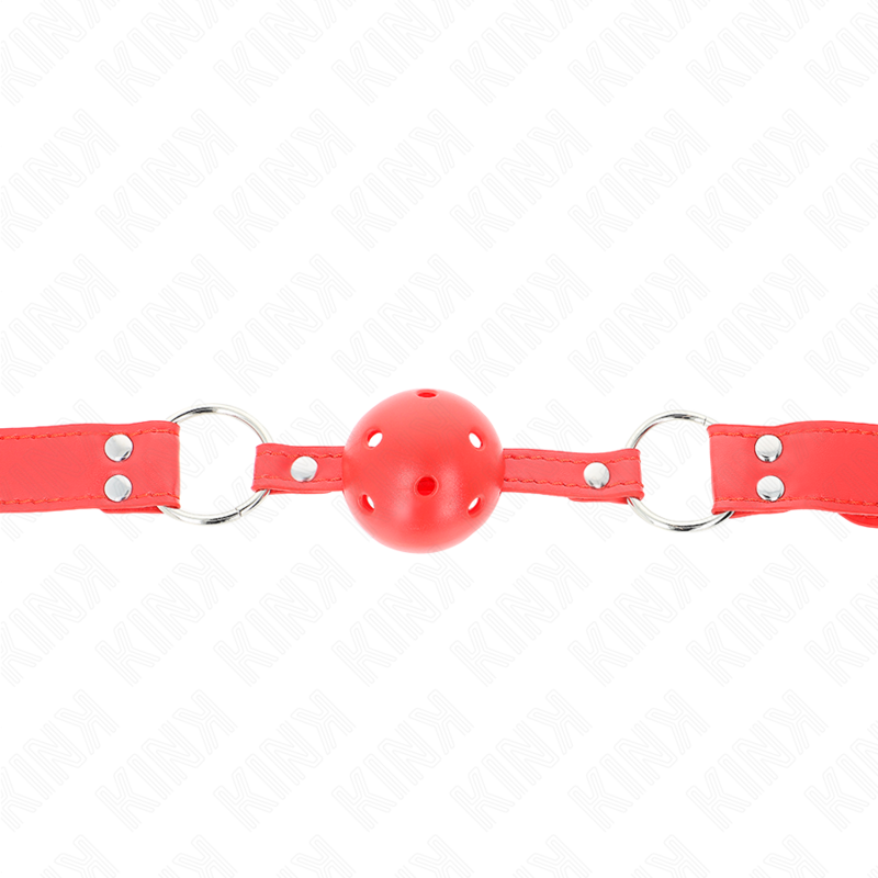 KINK - COMPLETE RED HOLLOW HARD BALL GAG 62 x 2 CM - 3
