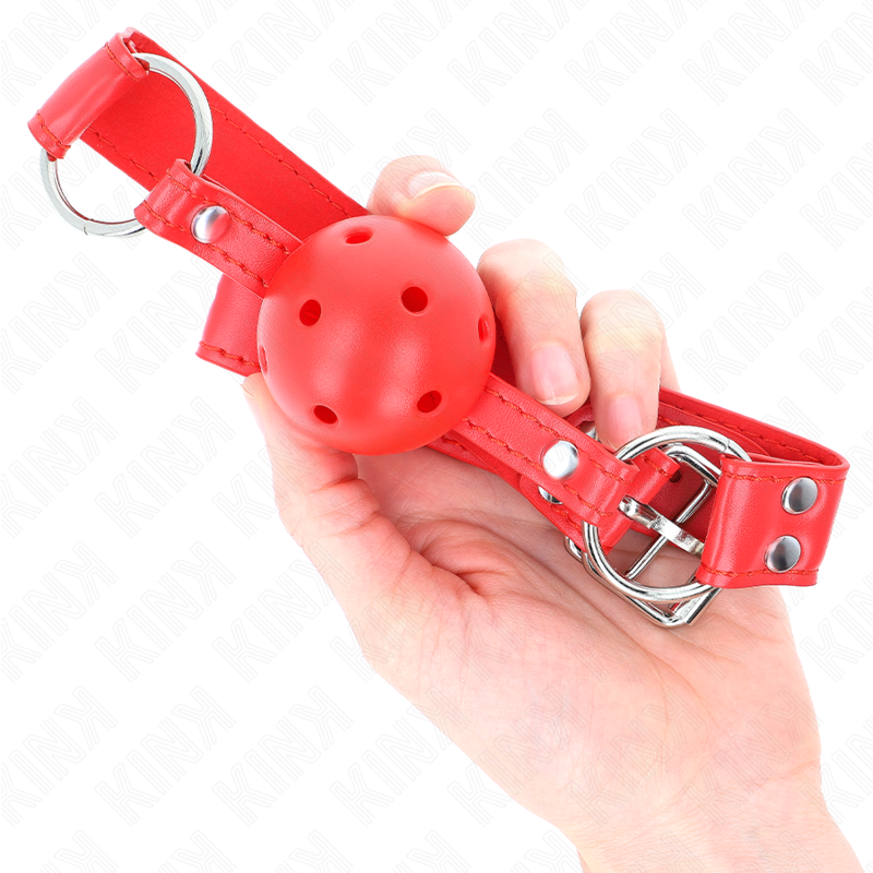 KINK - COMPLETE RED HOLLOW HARD BALL GAG 62 x 2 CM - 4