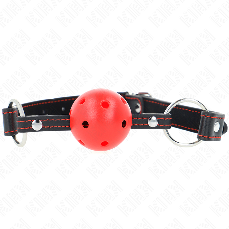 KINK - HOLLOW HARD RED BALL GAG MODEL 2 65 x 2.5 CM - 4