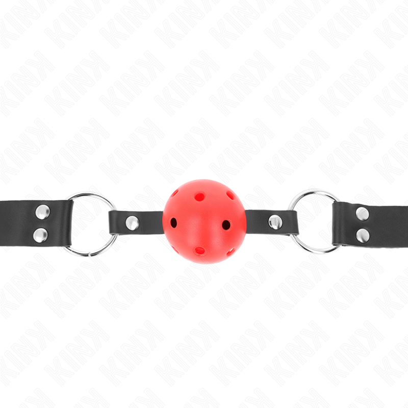 KINK - BREATHABLE BALL GAG 4 CM WITH DOUBLE RED RIVET 62.5 x 2.5 CM ADJUSTABLE 42-58 CM
