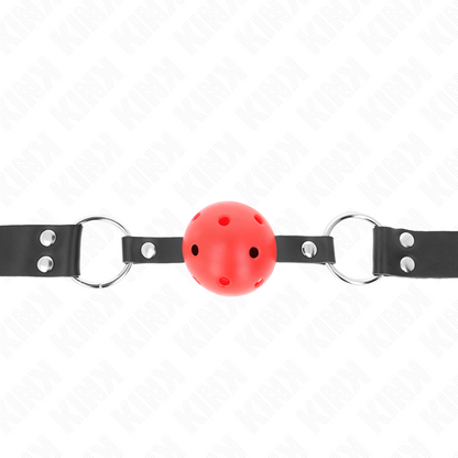KINK - BREATHABLE BALL GAG 4 CM WITH DOUBLE RED RIVET 62.5 x 2.5 CM ADJUSTABLE 42-58 CM