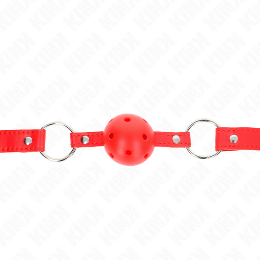 KINK - BREATHABLE BALL 4 CM GAG WITH DOUBLE RIVET MODEL 1 RED 62.5 x 2.5 CM ADJUSTABLE 42-58 CM - 1