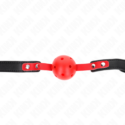 KINK - RED HOLLOW HARD BALL 4 CM GAG BLACK STRAP 60 x 2 CM ADJUSTABLE 37-52 CM - 1