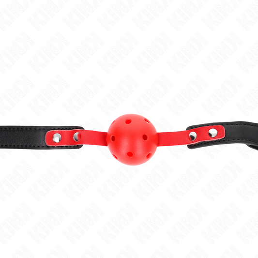 KINK - RED HOLLOW HARD BALL 4 CM GAG BLACK STRAP 60 x 2 CM ADJUSTABLE 37-52 CM - 1