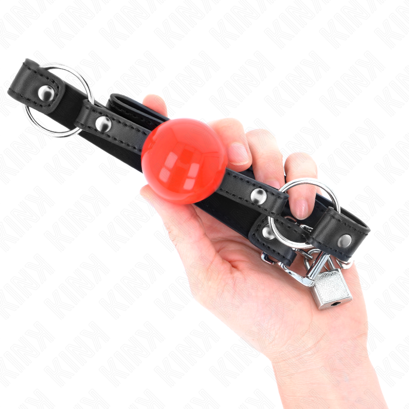 KINK - BALL 4 CM GAG WITH LOCK RED BALL BLACK STRAP 60 x 2 CM - 4