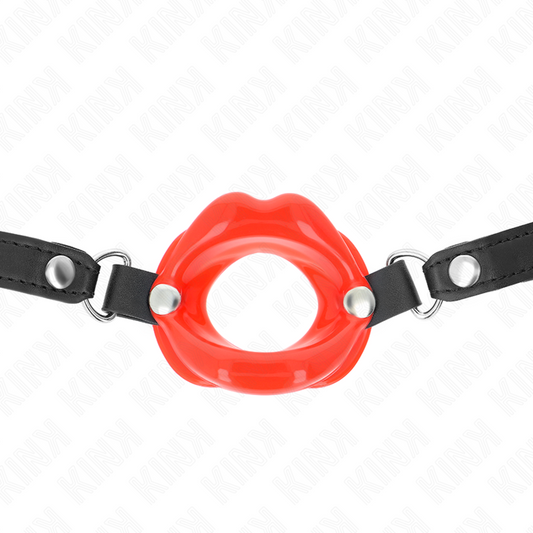 KINK - LIP 8 CM GAG WITH RED LEATHERETTE STRAP 63 x 2 CM ADJUSTABLE 39-58 CM - 1