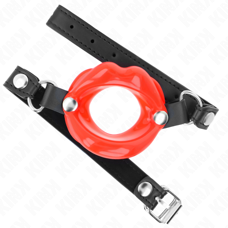 KINK - LIP 8 CM GAG WITH RED LEATHERETTE STRAP 63 x 2 CM ADJUSTABLE 39-58 CM - 2