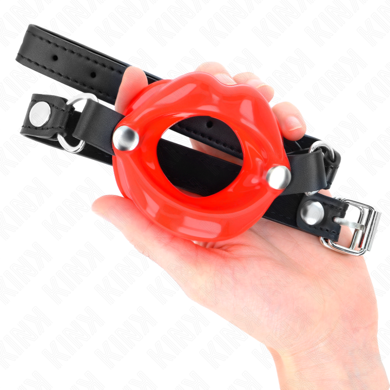 KINK - LIP 8 CM GAG WITH RED LEATHERETTE STRAP 63 x 2 CM ADJUSTABLE 39-58 CM - 3