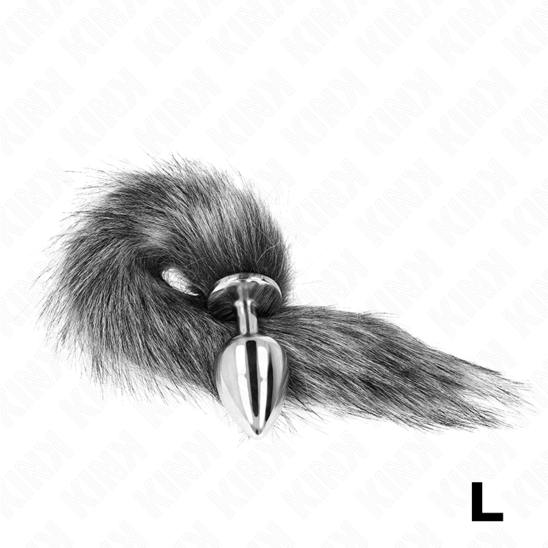 KINK - BUTT PLUG SIZE L 10 X 4 CM WITH SYNTHETIC TAIL 40 CM GREY