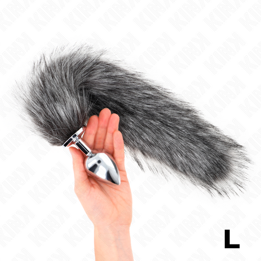 KINK - ANAL PLUG SIZE L 10 X 4 CM WITH SYNTHETIC TAIL 40 CM GREY - 1