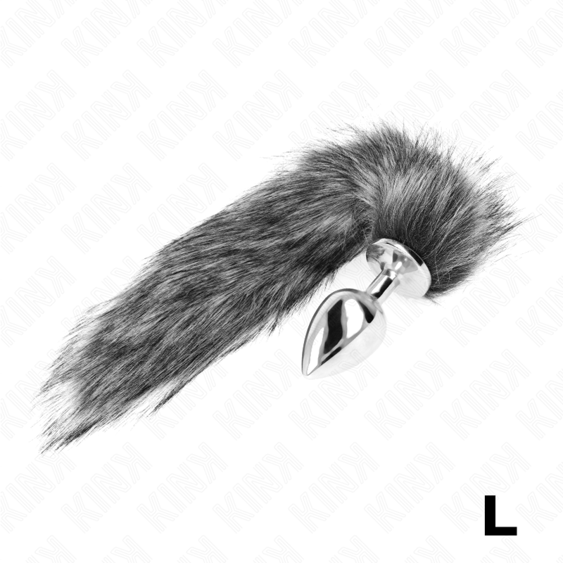 KINK - ANAL PLUG SIZE L 10 X 4 CM WITH SYNTHETIC TAIL 40 CM GREY - 3