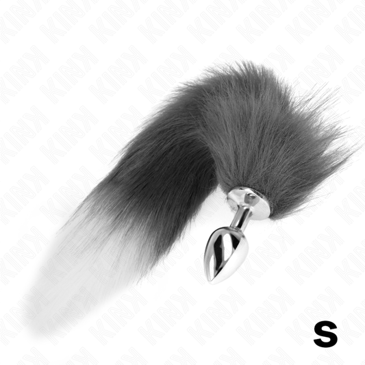 KINK - ANAL PLUG SIZE S 7 X 3 CM WITH SYNTHETIC TAIL 40 CM GREY AND WHITE - 1