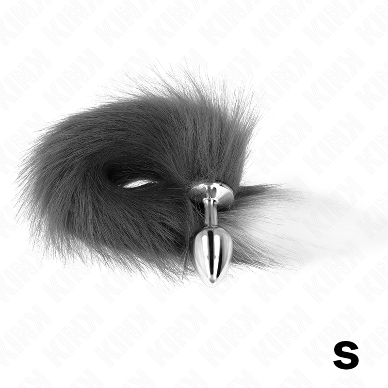 KINK - ANAL PLUG SIZE S 7 X 3 CM WITH SYNTHETIC TAIL 40 CM GREY AND WHITE - 2