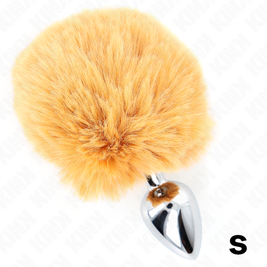 KINK - STAINLESS STEEL PLUG 7 x 3 CM WITH BEIGE FAUX FUR RABBIT TAIL 8 CM - 1