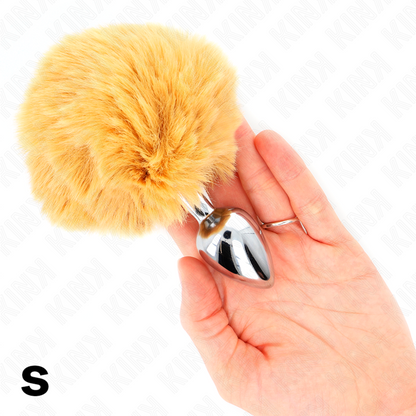 KINK - STAINLESS STEEL PLUG 7 x 3 CM WITH BEIGE FAUX FUR RABBIT TAIL 8 CM - 2
