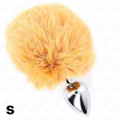 KINK - STAINLESS STEEL PLUG 7 x 3 CM WITH BEIGE FAUX FUR RABBIT TAIL 8 CM - 4