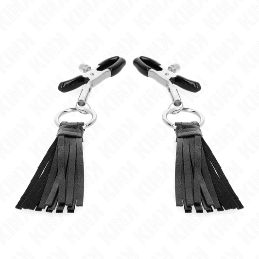 KINK - LEATHERETTE TASSEL NIPPLE CLAMPS 6 CM - 1