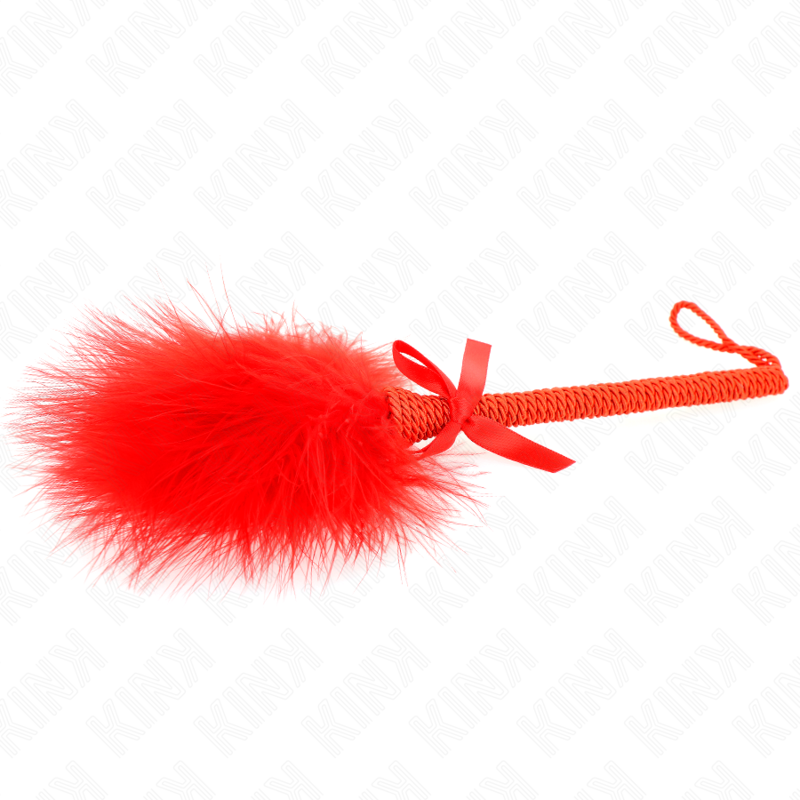 KINK - NYLON ROPE WAND WITH TICKLE FEATHERS AND RED BOW 25 CM - 3