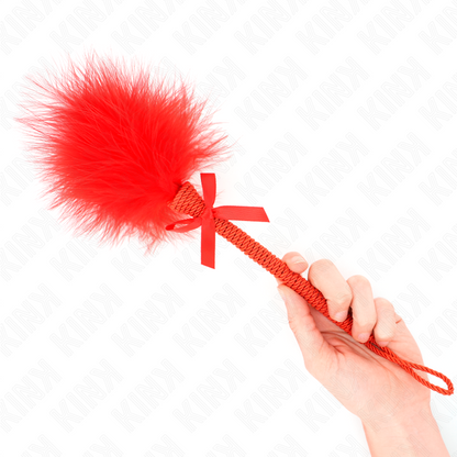 KINK - NYLON ROPE WAND WITH TICKLE FEATHERS AND RED BOW 25 CM - 4