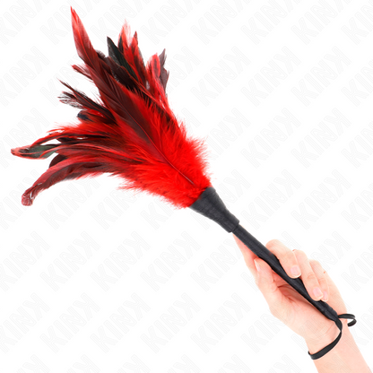 KINK - RED HORN-SHAPED CHICKEN FEATHERS 36CM