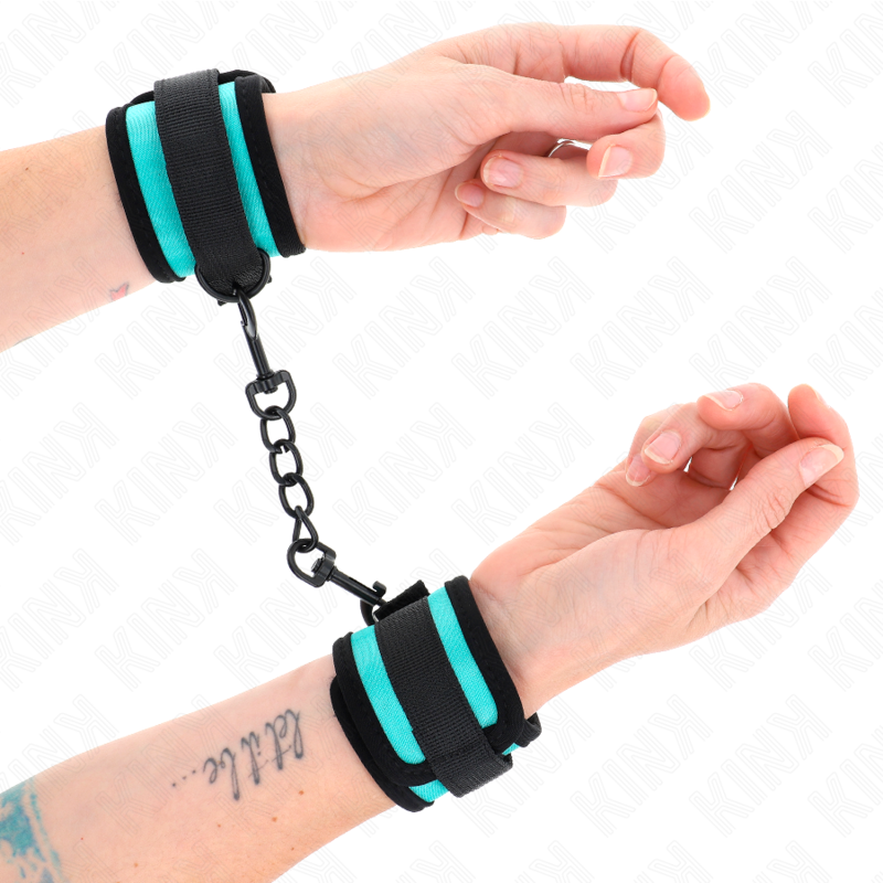 KINK - HOOK AND LOOP NYLON BIND WRIST RESTRAINTS BLACK-BLUE ADJUSTABLE 18-32 CM X 5 CM - 2