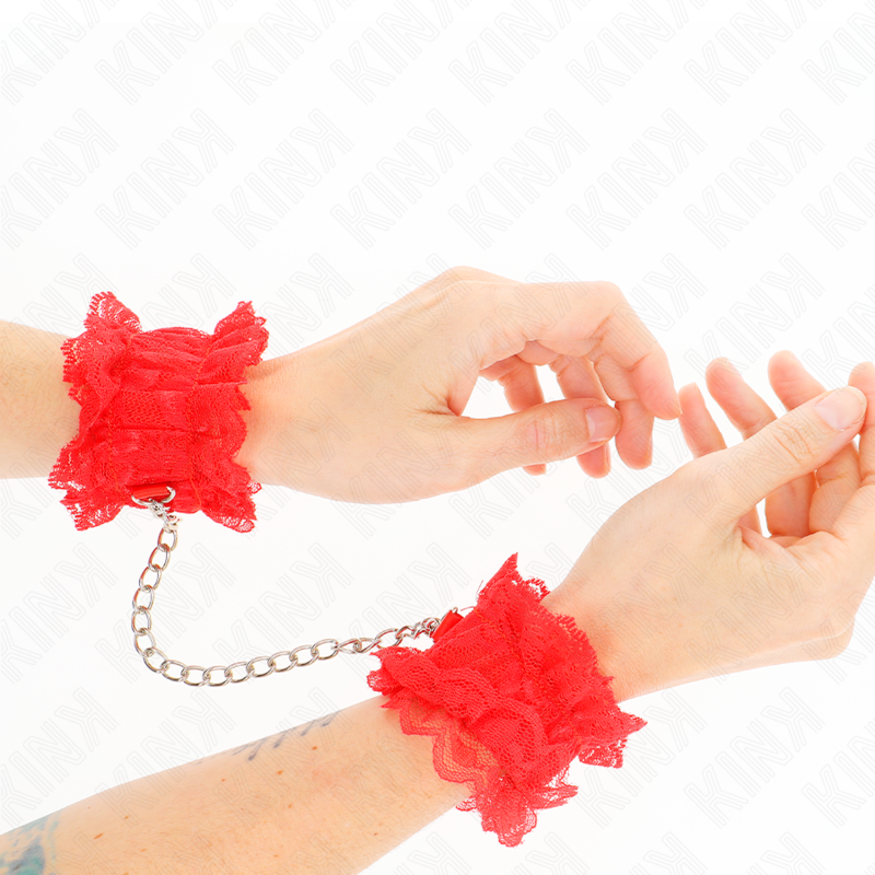 KINK - LACE ELASTIC WRIST RESTRAINTS RED - 2