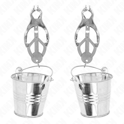 KINK - JAPANESE CLOVER NIPPLE CLAMPS WITH BUCKETS SILVER - 1