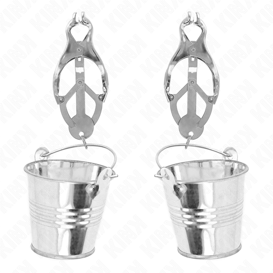 KINK - JAPANESE CLOVER NIPPLE CLAMPS WITH BUCKETS SILVER - 1