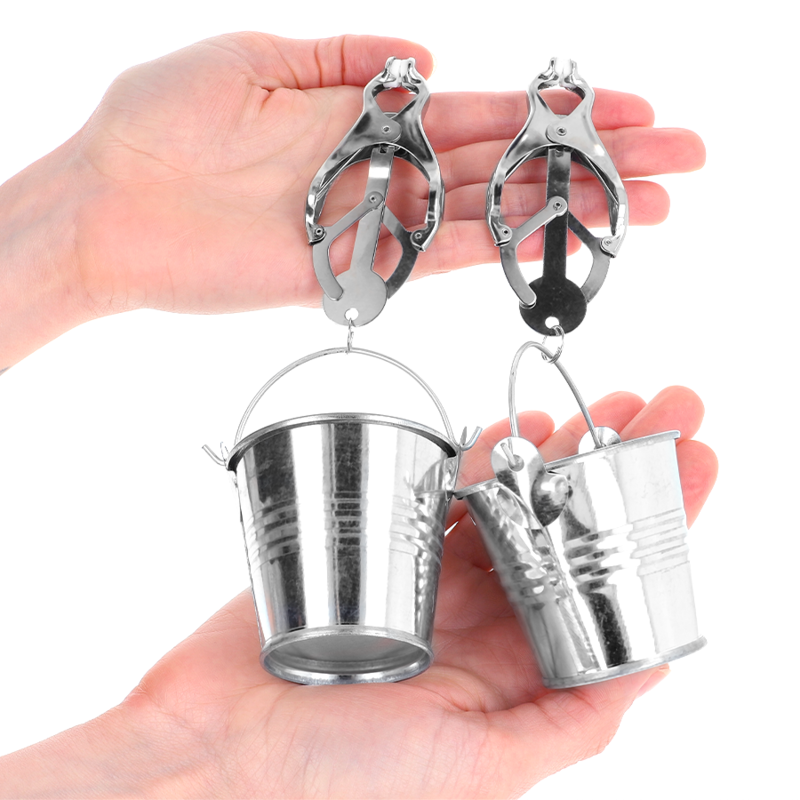 KINK - JAPANESE CLOVER NIPPLE CLAMPS WITH BUCKETS SILVER - 2