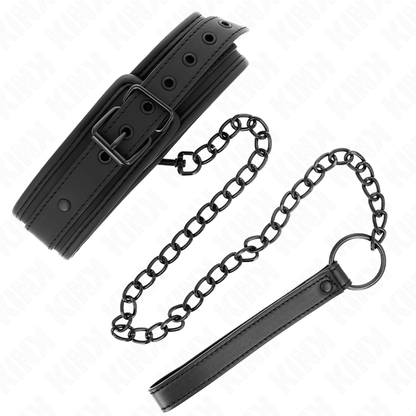 KINK - NEOPRENE BONDAGE COLLAR MODEL 1 WITH BELT 78 CM ADJUSTABLE 37.5 X 49.5 CM - 3