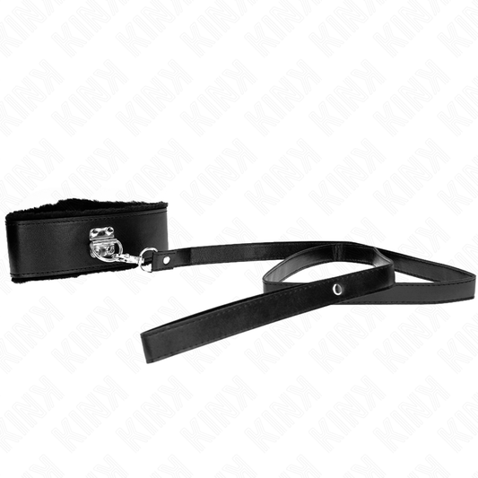 KINK - NECKLACE WITH LEASH 116 CM WITH SILVER STUDS MODEL 4 BLACK ADJUSTABLE 40-48 CM X 6 CM - 1