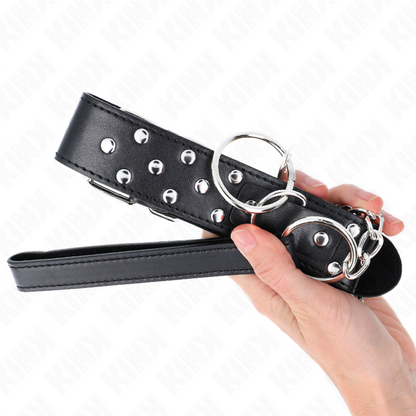 KINK - COLLIER À RIVETS ET CEINTURE 65 CM NOIR RÉGLABLE 36-50 CM X 3,8 CM