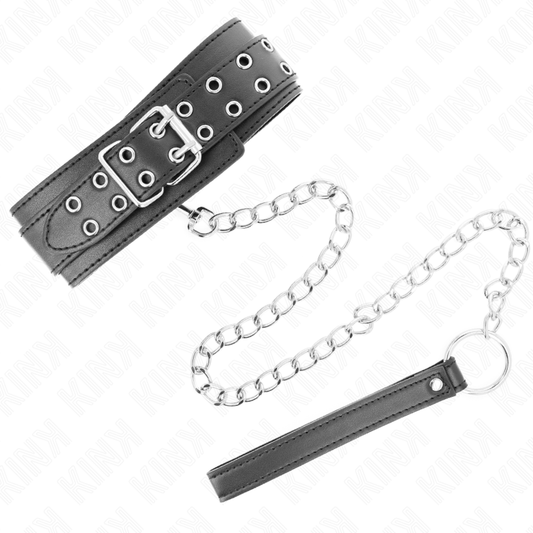 KINK - NECKLACE WITH STRAP 65 CM SILVER BUCKLES ADJUSTABLE 33-46 CM X 5.5 CM - 1