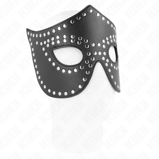 KINK - LEATHERETTE MASK WITH RIVETS MODEL 2 30 x 12 CM - 1