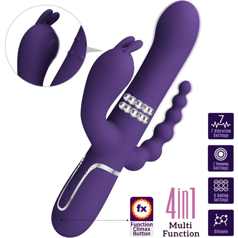 PRETTY LOVE - CAMMY 4-IN-1 MULTIFUNCTIONAL TRIPLE VIBRATOR PURPLE