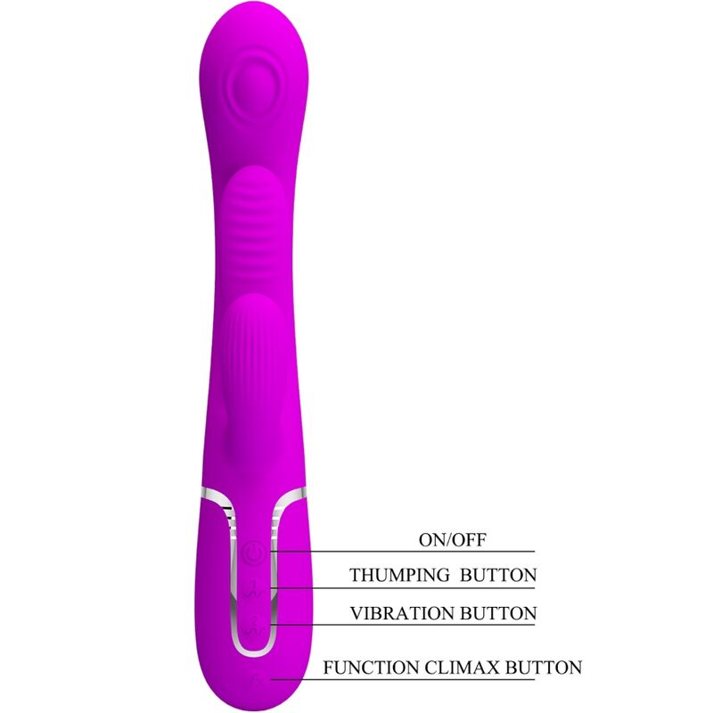 PRETTY LOVE - SHANIA TRIPLE RABBIT VIBRATOR MULTIFUNCTION PINK - 3