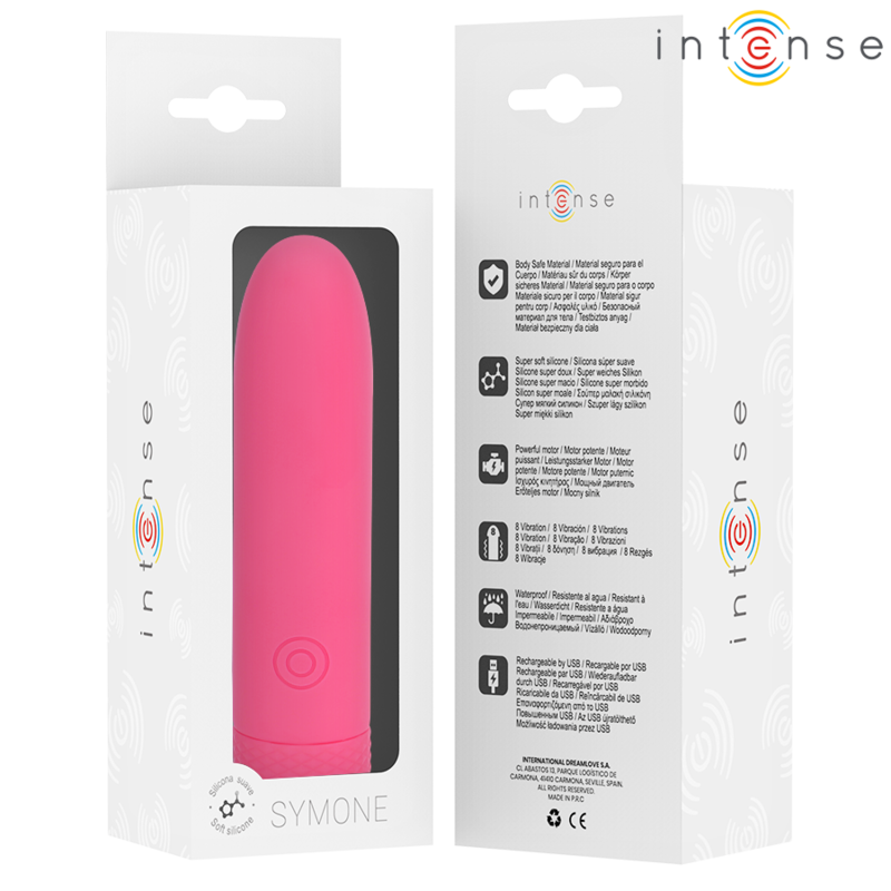 INTENSE - SYMONE USB RECHARGEABLE VIBRATING BULLET 8 VIBRATIONS PINK 10 X 2.2 CM - 6