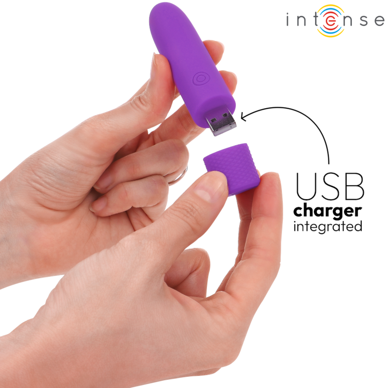 INTENSE - SYMONE USB RECHARGEABLE VIBRATING BULLET 8 VIBRATIONS PURPLE 10 X 2.2 CM - 5