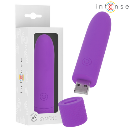 INTENSE - SYMONE USB RECHARGEABLE VIBRATING BULLET 8 VIBRATIONS PURPLE 10 X 2.2 CM - 7