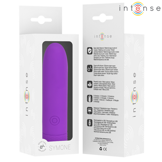 INTENSE - SYMONE USB RECHARGEABLE VIBRATING BULLET 8 VIBRATIONS PURPLE 10 X 2.2 CM - 1