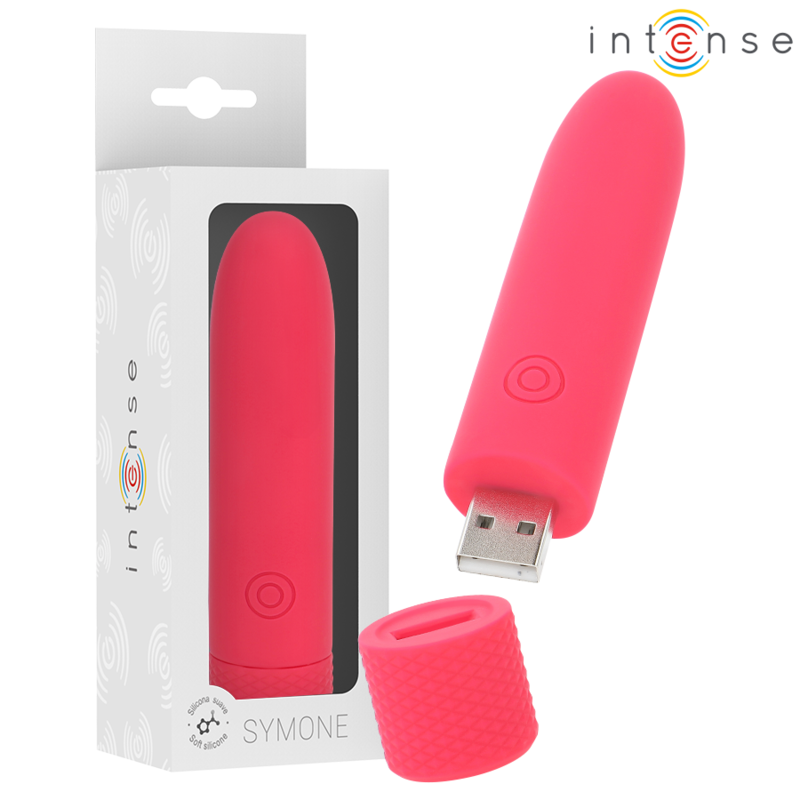 INTENSE - SYMONE USB RECHARGEABLE VIBRATING BULLET 8 VIBRATIONS RED 10 X 2.2 CM - 7