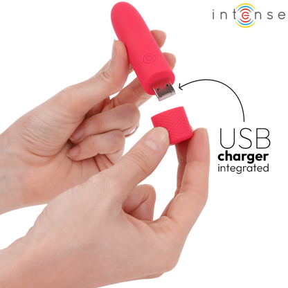 INTENSE - SYMONE USB RECHARGEABLE VIBRATING BULLET 8 VIBRATIONS RED 10 X 2.2 CM - 4
