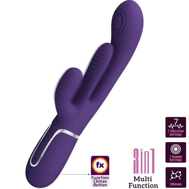 PRETTY LOVE - SHANIA TRIPLE RABBIT VIBRATOR MULTIFUNCTION PURPLE - 5